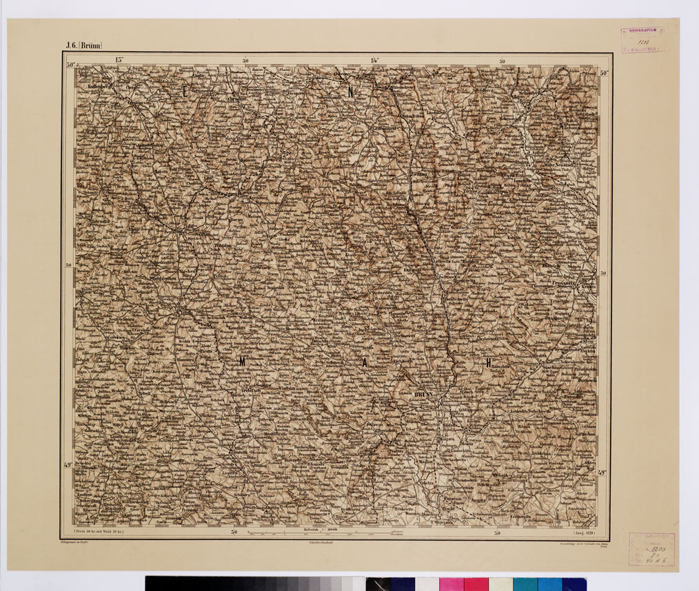 (N:10071) GENERAL KARTE VON CENTRAL EUROPA - J 6 (BRUNN) (B0011801) Carte e stampe antiche: riproduzione a colori su carta (formato A1)