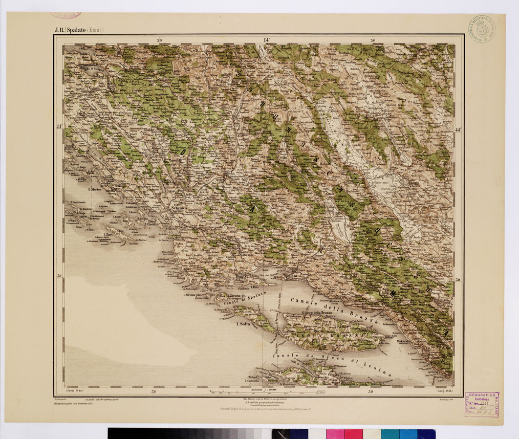 (N:10065) GENERAL KARTE VON CENTRAL EUROPA - J 11 (SPALATO) (B0011806) Carte e stampe antiche: riproduzione a colori su carta (formato A1)