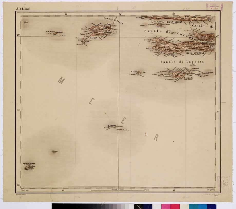 (N:10066) GENERAL KARTE VON CENTRAL EUROPA - J 12 (I. LISSA) (B0011807) Carte e stampe antiche: riproduzione a colori su carta (formato A1)