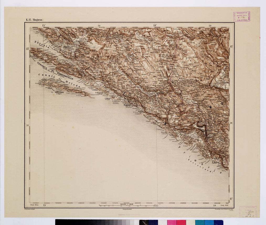 (N:10078) GENERAL KARTE VON CENTRAL EUROPA - K 12 (RAGUSA) (B0011819) Carte e stampe antiche: riproduzione a colori su carta (formato A1)