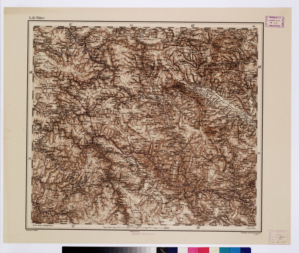 (N:10089) GENERAL KARTE VON CENTRAL EUROPA - L 11 (UZICE) (B0011830) Carte e stampe antiche: riproduzione a colori su carta (formato A1)