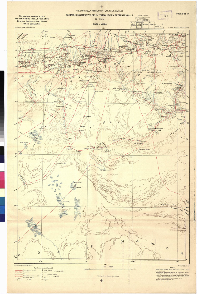 (N:15797) SCHIZZO DIMOSTRATIVO DELLA TRIPOLITANIA SETTENTRIONALE- Foglio IV GIADO - MIZDA (B0011897) Carte e stampe antiche: riproduzione a colori su carta (formato A1)