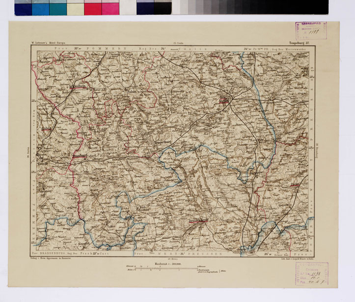 (N:16088) SPECIAL KARTE VON MITTEL EUROPA - TEMPELBURG F 37 (B0011937) Carte e stampe antiche: riproduzione a colori su carta (formato A1)