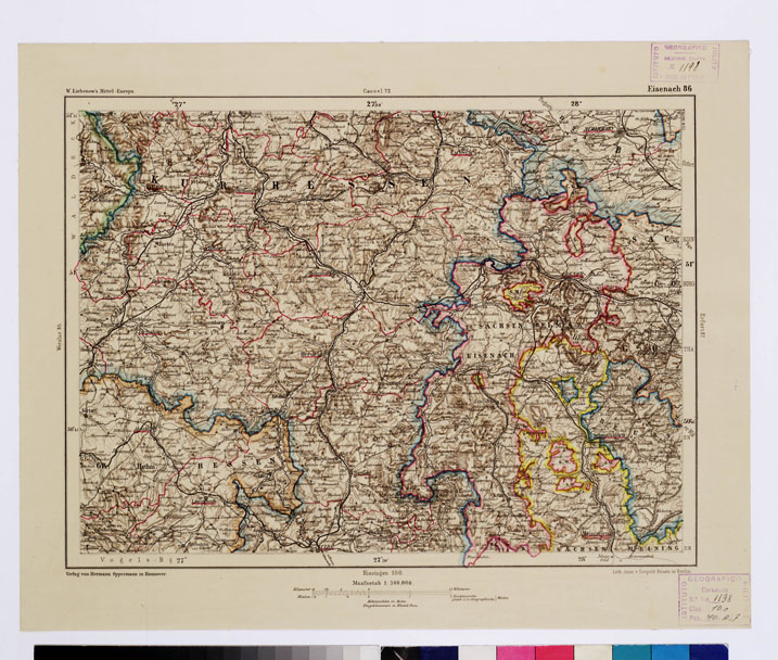 (N:16007) SPECIAL KARTE VON MITTEL EUROPA - EISENACH F 86 (B0011986) Carte e stampe antiche: riproduzione a colori su carta (formato A1)