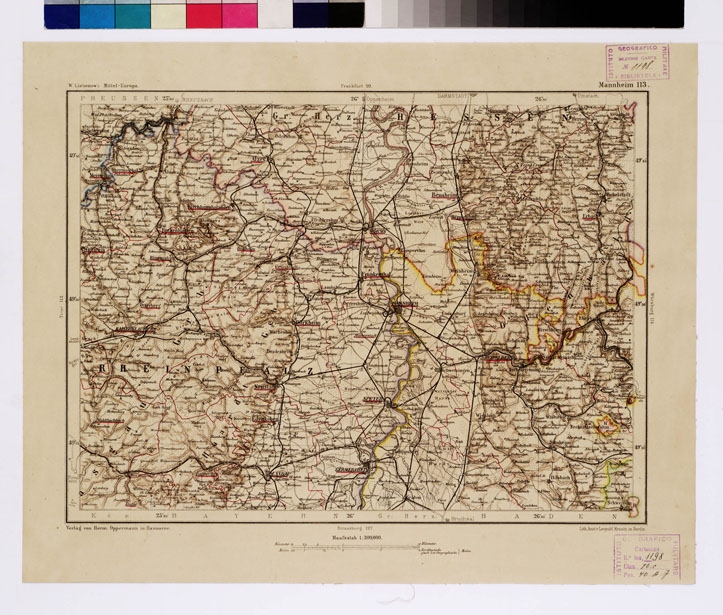 (N:16048) SPECIAL KARTE VON MITTEL EUROPA - MANNHEIM F 113 (B0012011) Carte e stampe antiche: riproduzione a colori su carta (formato A1)