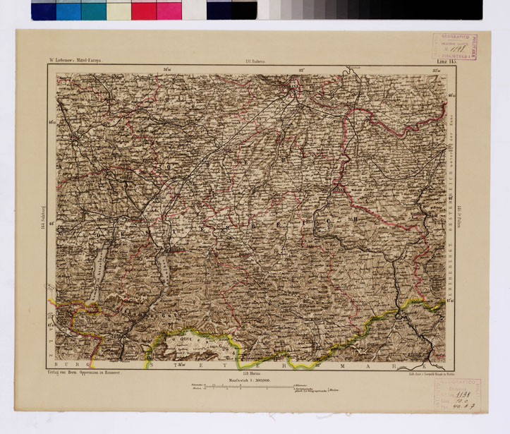 (N:16040) SPECIAL KARTE VON MITTEL EUROPA - LINZ F 145 (B0012039) Carte e stampe antiche: riproduzione a colori su carta (formato A1)