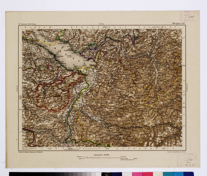 (N:15985) SPECIAL KARTE VON MITTEL EUROPA - BREGENZ F 156 (B0012048) Carte e stampe antiche: riproduzione a colori su carta (formato A1)