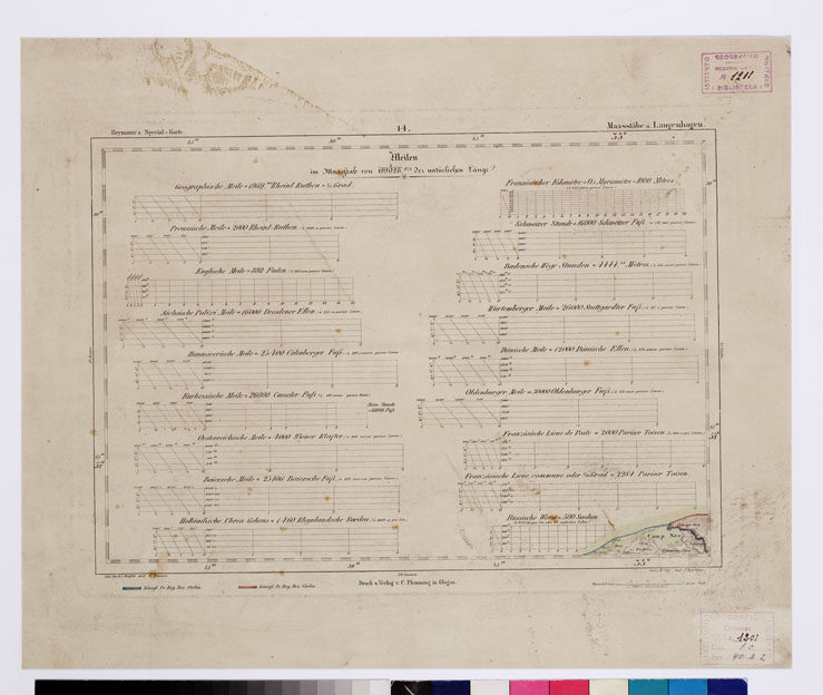 (N:15042) REYMANN'S TOPOGRAPHISCHER SPECIAL KARTE VON MITTEL EUROPA - MAASSTABE U LANGENHAGEN F 14 (B0012068) Carte e stampe antiche: riproduzione a colori su carta (formato A1)
