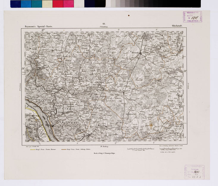 (N:14962) REYMANN'S TOPOGRAPHISCHER SPECIAL KARTE VON MITTEL EUROPA - GLUCKSTADT F 23 (B0012077) Carte e stampe antiche: riproduzione a colori su carta (formato A1)