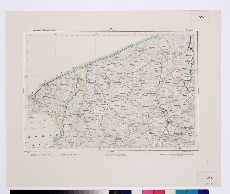 (N:14995) REYMANN'S TOPOGRAPHISCHER SPECIAL KARTE VON MITTEL EUROPA - KAMMIN F 28 (B0012082) Carte e stampe antiche: riproduzione a colori su carta (formato A1)