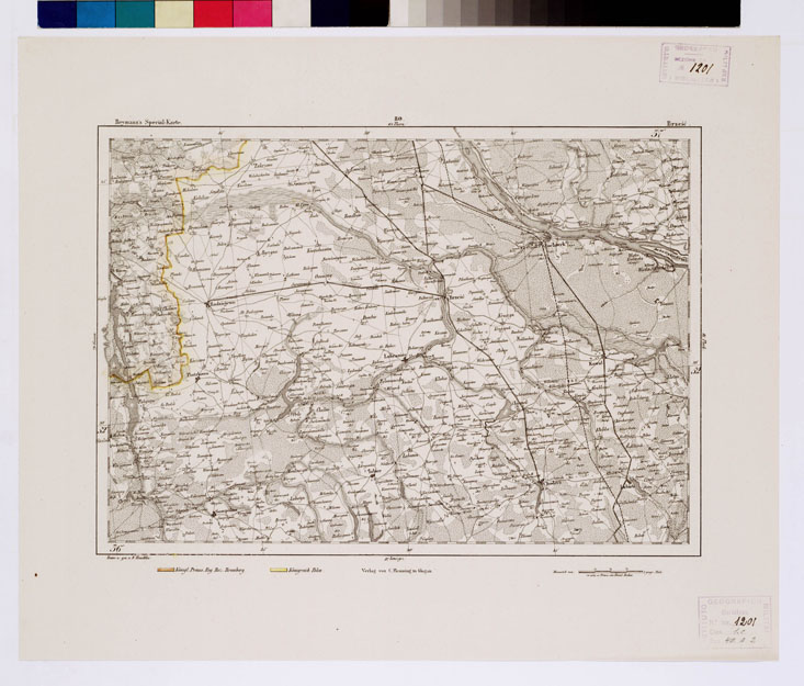 (N:14906) REYMANN'S TOPOGRAPHISCHER SPECIAL KARTE VON MITTEL EUROPA - BRZESC F 80 (B0012137) Carte e stampe antiche: riproduzione a colori su carta (formato A1)