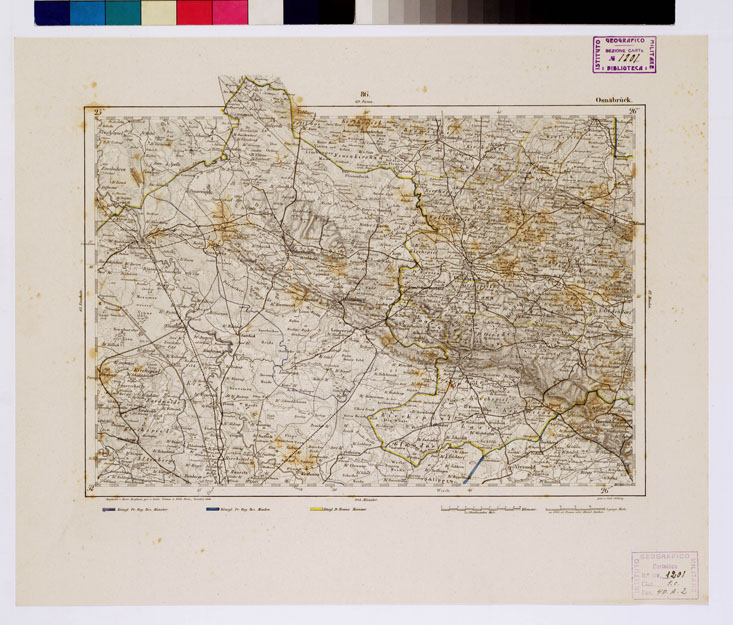 (N:15079) REYMANN'S TOPOGRAPHISCHER SPECIAL KARTE VON MITTEL EUROPA - OSNABRUCK F 86 (B0012147) Carte e stampe antiche: riproduzione a colori su carta (formato A1)