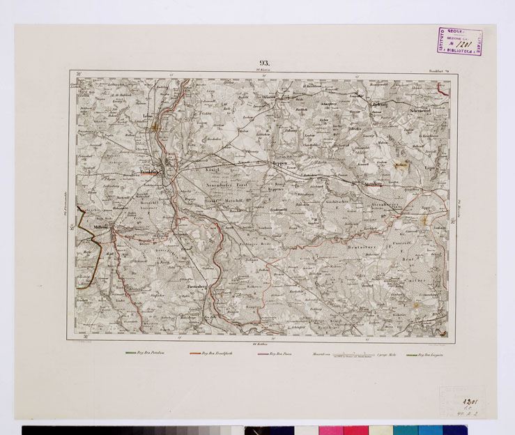 (N:14950) REYMANN'S TOPOGRAPHISCHER SPECIAL KARTE VON MITTEL EUROPA - FRANKFURT F 93 (B0012156) Carte e stampe antiche: riproduzione a colori su carta (formato A1)