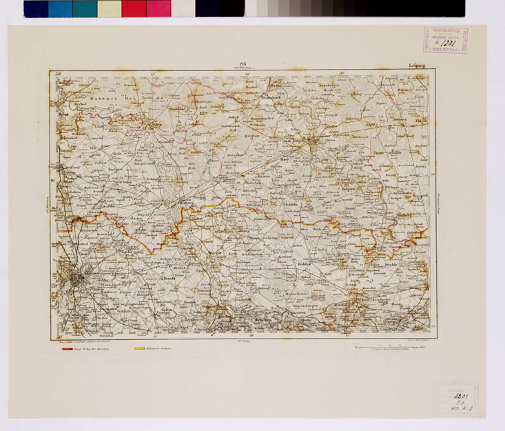 (N:15025) REYMANN'S TOPOGRAPHISCHER SPECIAL KARTE VON MITTEL EUROPA - LEIPZIG F 128 (B0012206) Carte e stampe antiche: riproduzione a colori su carta (formato A1)