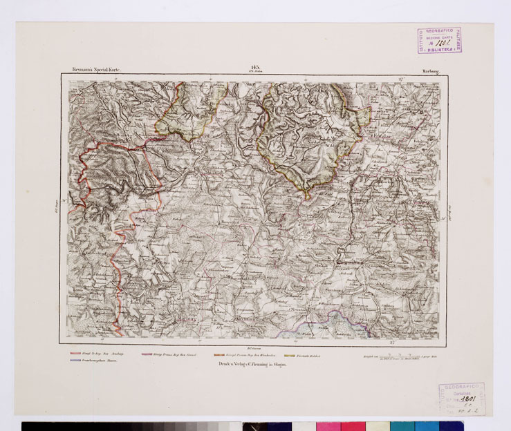 (N:15047) REYMANN'S TOPOGRAPHISCHER SPECIAL KARTE VON MITTEL EUROPA - MARBURG F 143 (B0012230) Carte e stampe antiche: riproduzione a colori su carta (formato A1)