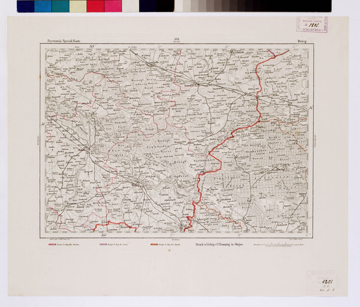 (N:14899) REYMANN'S TOPOGRAPHISCHER SPECIAL KARTE VON MITTEL EUROPA - BRIEG F 152 (B0012239) Carte e stampe antiche: riproduzione a colori su carta (formato A1)