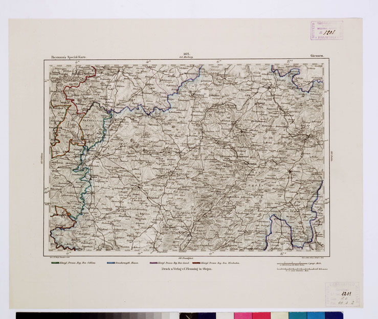 (N:14958) REYMANN'S TOPOGRAPHISCHER SPECIAL KARTE VON MITTEL EUROPA - GIESSEN F 162 (B0012258) Carte e stampe antiche: riproduzione a colori su carta (formato A1)