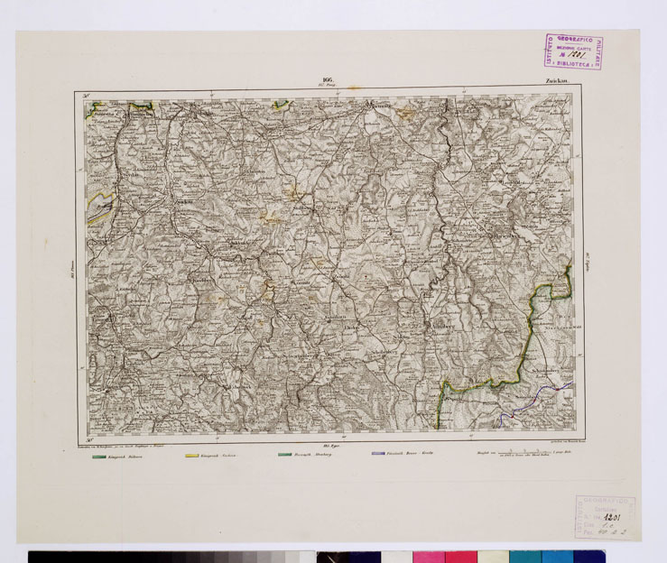 (N:15202) REYMANN'S TOPOGRAPHISCHER SPECIAL KARTE VON MITTEL EUROPA - ZWICKAU F 166 (B0012262) Carte e stampe antiche: riproduzione a colori su carta (formato A1)