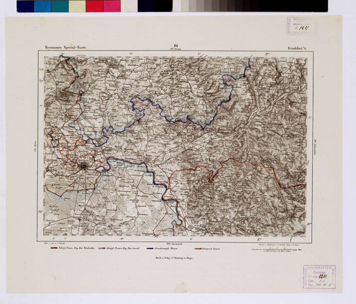 (N:14949) REYMANN'S TOPOGRAPHISCHER SPECIAL KARTE VON MITTEL EUROPA - FRANKFURT F 181 (B0012285) Carte e stampe antiche: riproduzione a colori su carta (formato A1)