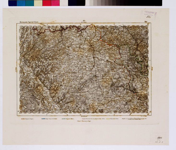 (N:14984) REYMANN'S TOPOGRAPHISCHER SPECIAL KARTE VON MITTEL EUROPA - HOF F 184 (B0012289) Carte e stampe antiche: riproduzione a colori su carta (formato A1)