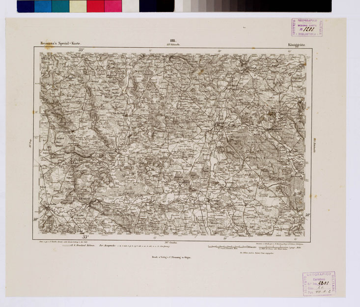 (N:15000) REYMANN'S TOPOGRAPHISCHER SPECIAL KARTE VON MITTEL EUROPA - KONIGGRATZ F 188 (B0012293) Carte e stampe antiche: riproduzione a colori su carta (formato A1)