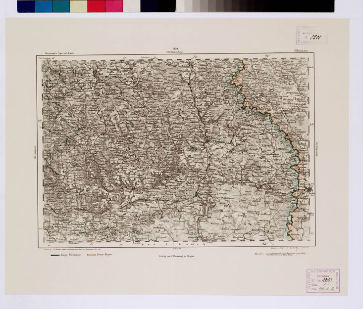 (N:14943) REYMANN'S TOPOGRAPHISCHER SPECIAL KARTE VON MITTEL EUROPA - ELLWANGEN F 239 (B0012349) Carte e stampe antiche: riproduzione a colori su carta (formato A1)