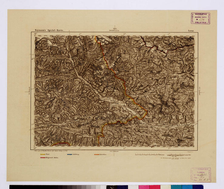 (N:15029) REYMANN'S TOPOGRAPHISCHER SPECIAL KARTE VON MITTEL EUROPA - LIENZ F 312 (B0012384) Carte e stampe antiche: riproduzione a colori su carta (formato A1)