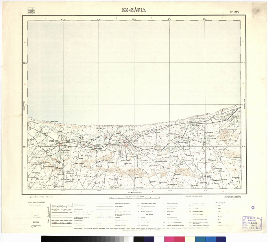 (N:3375) CARTA DELLA LIBIA VARIE EDIZIONI - EZ-ZAVIA Foglio 1373 (B0012388) Carte e stampe antiche: riproduzione a colori su carta (formato A1)