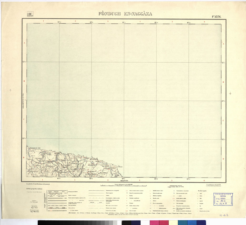 (N:3376) CARTA DELLA LIBIA VARIE EDIZIONI - FONDUGH EN NAGGAZA Foglio 1376 (B0012391) Carte e stampe antiche: riproduzione a colori su carta (formato A1)