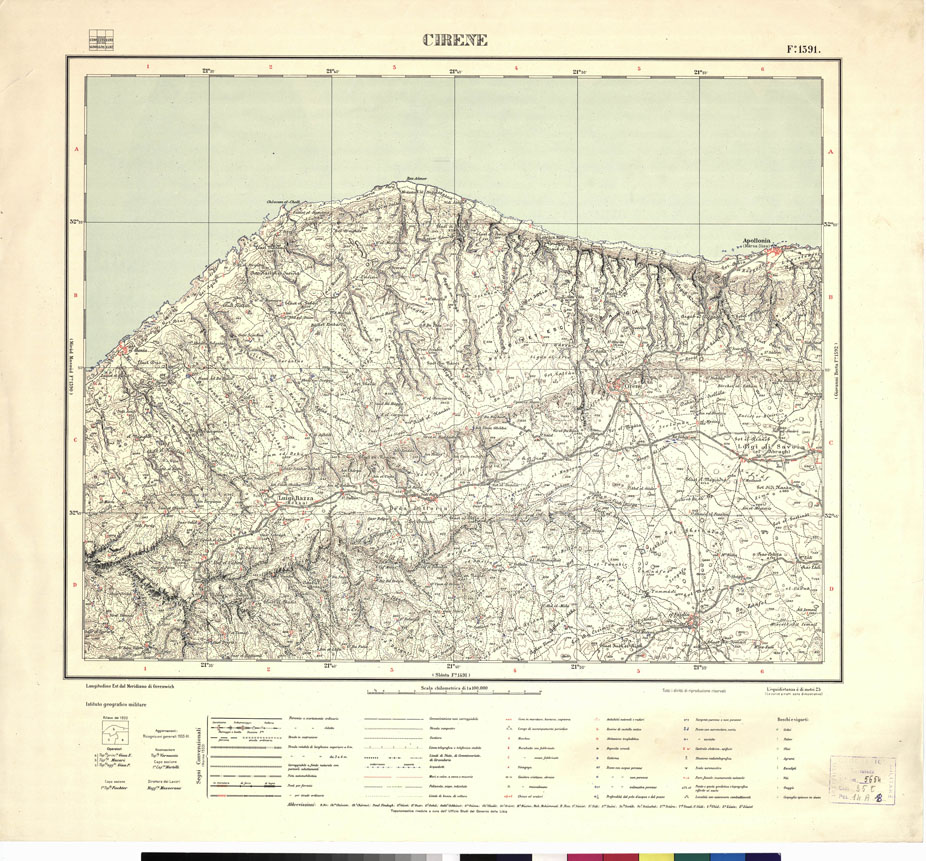 (N:3362) CARTA DELLA LIBIA VARIE EDIZIONI - CIRENE Foglio 1391 (B0012395) Carte e stampe antiche: riproduzione a colori su carta (formato A1)