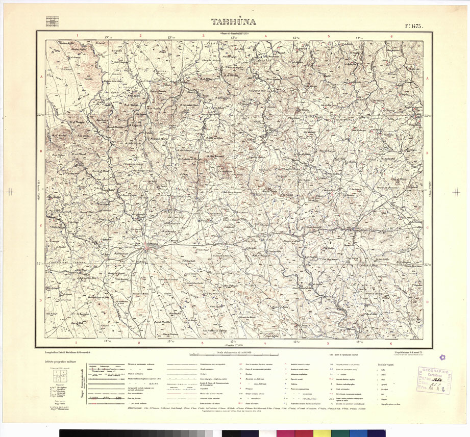 (N:3404) CARTA DELLA LIBIA VARIE EDIZIONI - TARHUNA Foglio 1475 (B0012401) Carte e stampe antiche: riproduzione a colori su carta (formato A1)