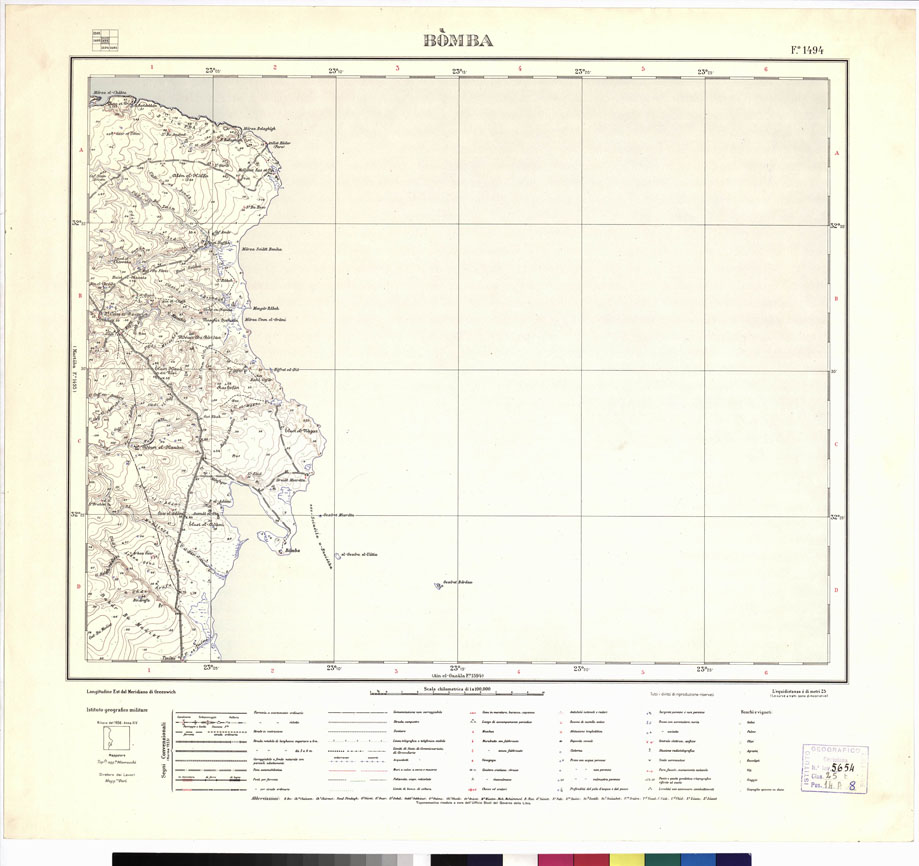 (N:3358) CARTA DELLA LIBIA VARIE EDIZIONI - BOMBA Foglio 1494 (B0012410) Carte e stampe antiche: riproduzione a colori su carta (formato A1)