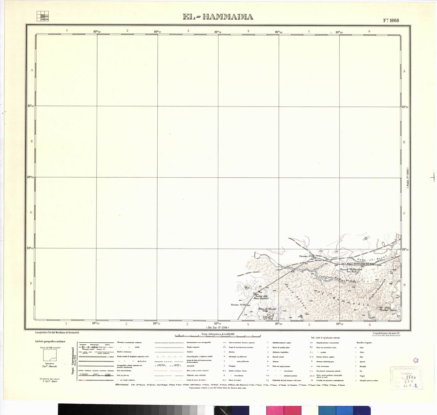 (N:3369) CARTA DELLA LIBIA VARIE EDIZIONI - EL HAMMADIA Foglio 1668 (B0012425) Carte e stampe antiche: riproduzione a colori su carta (formato A1)