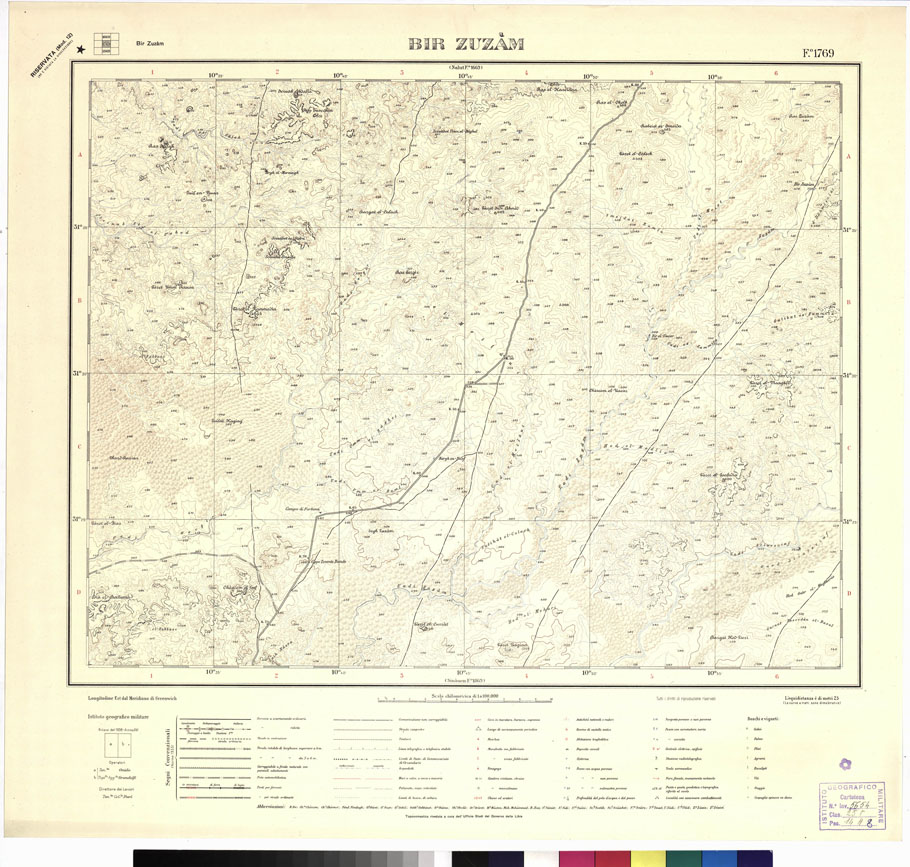 (N:3352) CARTA DELLA LIBIA VARIE EDIZIONI - BIR ZUZAM Foglio 1769 (B0012434) Carte e stampe antiche: riproduzione a colori su carta (formato A1)