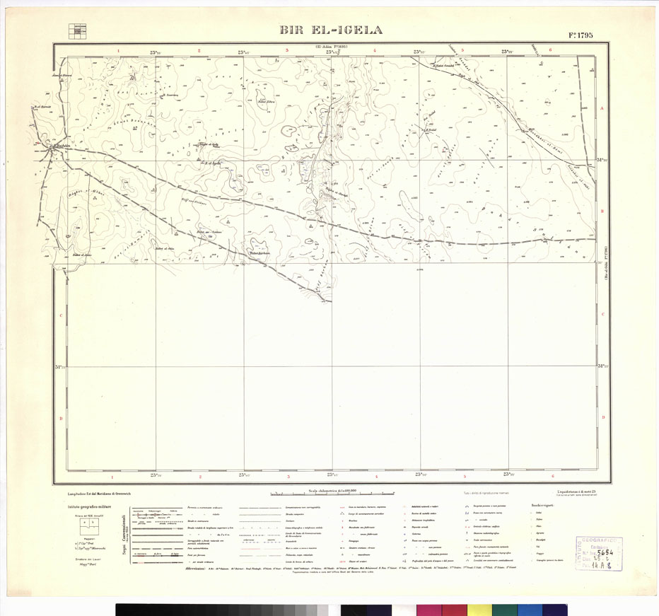 (N:3346) CARTA DELLA LIBIA VARIE EDIZIONI - BIR EL IGELA Foglio 1795 (B0012436) Carte e stampe antiche: riproduzione a colori su carta (formato A1)