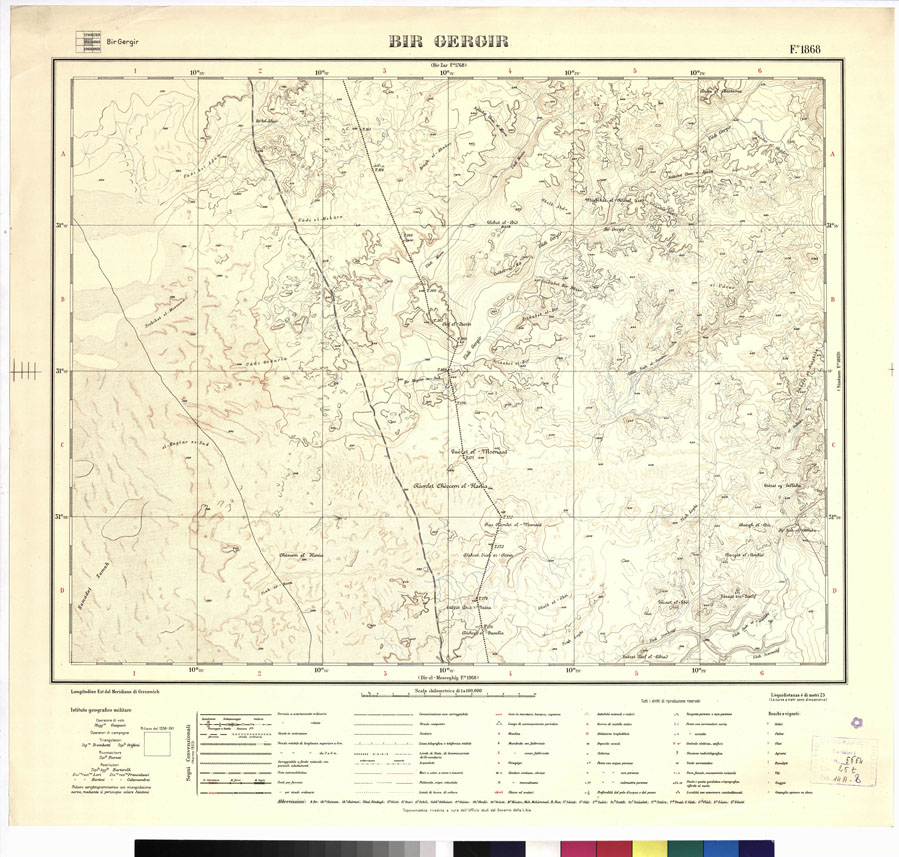 (N:3349) CARTA DELLA LIBIA VARIE EDIZIONI - BIR GERGIR Foglio 1868 (B0012440) Carte e stampe antiche: riproduzione a colori su carta (formato A1)