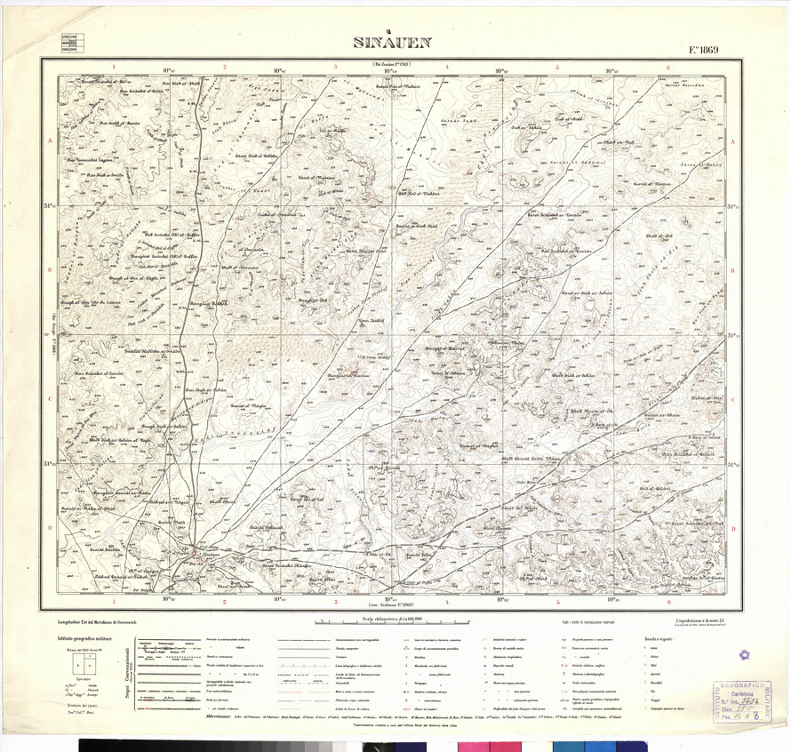 (N:3401) CARTA DELLA LIBIA VARIE EDIZIONI - SINAUEN Foglio 1869 (B0012442) Carte e stampe antiche: riproduzione a colori su carta (formato A1)