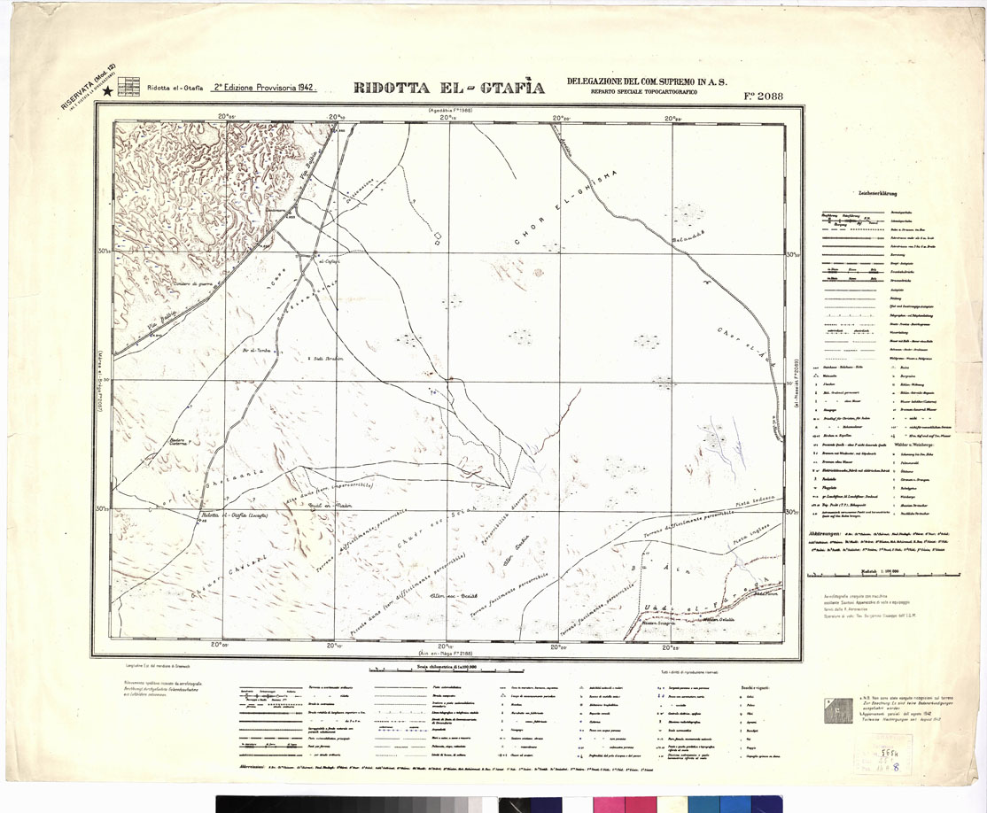 (N:3397) CARTA DELLA LIBIA VARIE EDIZIONI - RIDOTTA EL GTAFIA Foglio 2088 (B0012456) Carte e stampe antiche: riproduzione a colori su carta (formato A1)