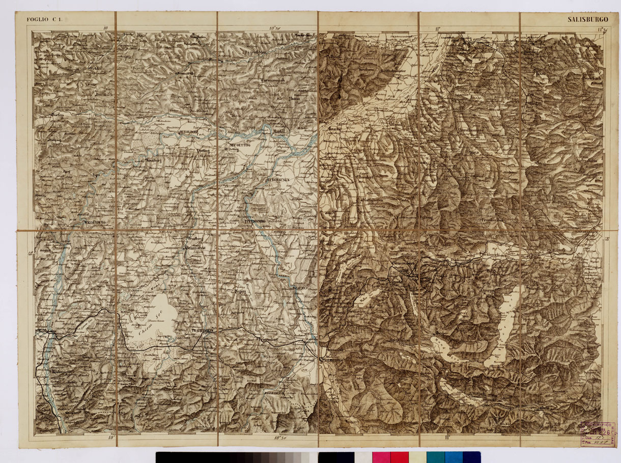 (N:1762) CARTA DEI VERSANTI MERIDIONALI E SETTENTRIONALI DELLE ALPI RETICHE CARNICHE E GIULIE - Foglio C 1 SALISBURGO (B0012474) Carte e stampe antiche: riproduzione a colori su carta (formato A1)