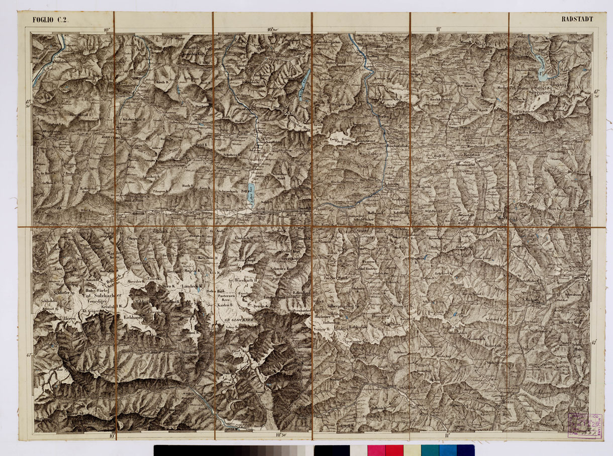 (N:1763) CARTA DEI VERSANTI MERIDIONALI E SETTENTRIONALI DELLE ALPI RETICHE CARNICHE E GIULIE - Foglio C 2 RADSTADT (B0012475) Carte e stampe antiche: riproduzione a colori su carta (formato A1)