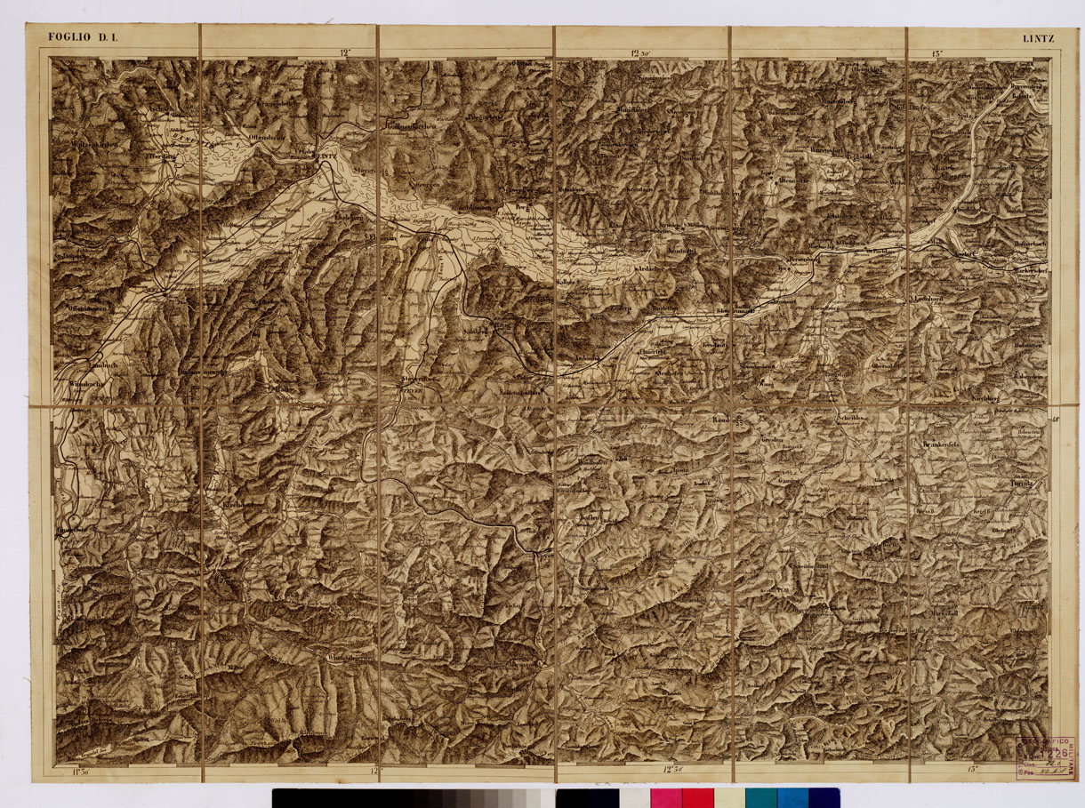(N:1767) CARTA DEI VERSANTI MERIDIONALI E SETTENTRIONALI DELLE ALPI RETICHE CARNICHE - GIULIE - Foglio D 1 LINTZ (B0012479) Carte e stampe antiche: riproduzione a colori su carta (formato A1)