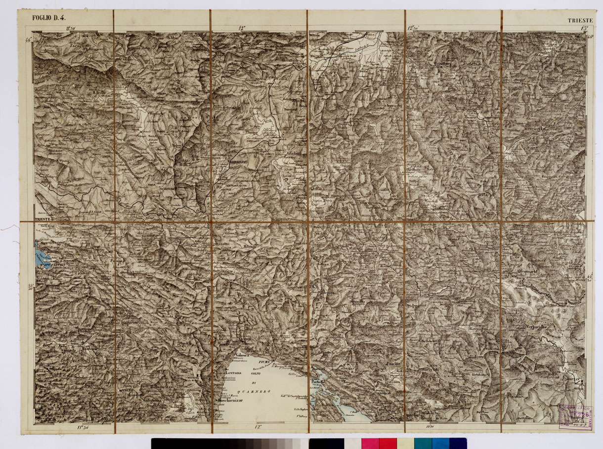(N:1770) CARTA DEI VERSANTI MERIDIONALI E SETTENTRIONALI DELLE ALPI RETICHE CARNICHE - GIULIE- Foglio D 4 TRIESTE (B0012482) Carte e stampe antiche: riproduzione a colori su carta (formato A1)