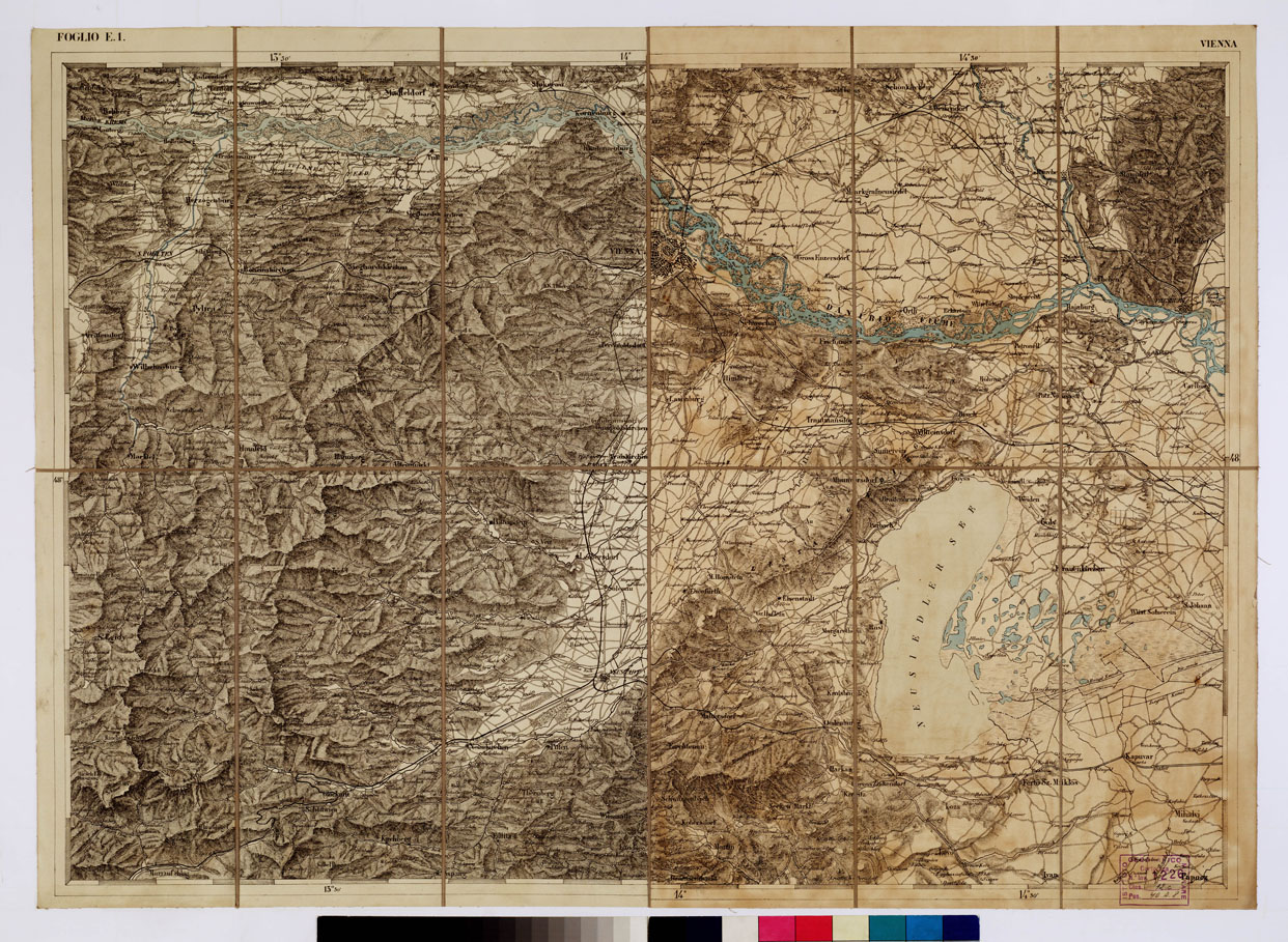 (N:1772) CARTA DEI VERSANTI MERIDIONALI E SETTENTRIONALI DELLE ALPI RETICHE CARNICHE - GIULIE - Foglio E 1 VIENNA (B0012484) Carte e stampe antiche: riproduzione a colori su carta (formato A1)