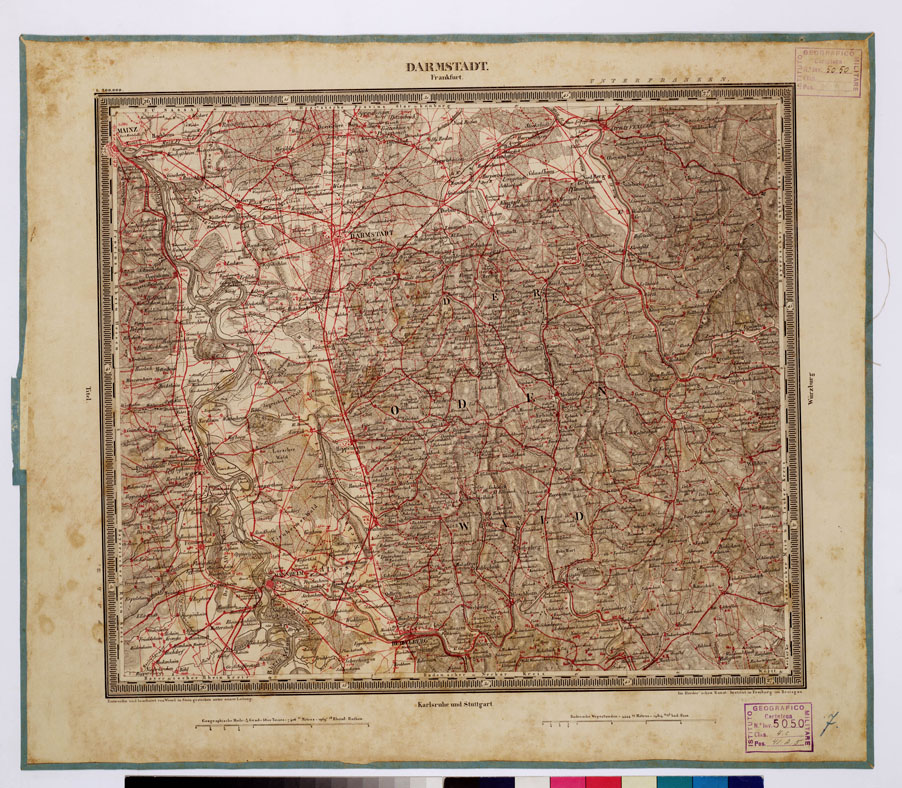 (N:339) ATLAS VON SUDWEST DEUTSCHLAND UND DEN ALPENLAND - FOGLIO 7 - DARMSTAD - FRANKFURT (B0012498) Carte e stampe antiche: riproduzione a colori su carta (formato A1)