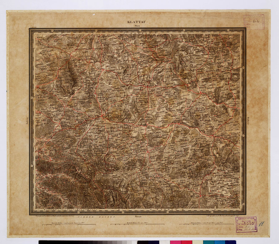 (N:350) ATLAS VON SUDWEST DEUTSCHLAND UND DEN ALPENLAND - FOGLIO 11 -KLATTAU - PILSEN (B0012502) Carte e stampe antiche: riproduzione a colori su carta (formato A1)