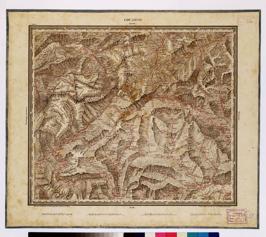 (N:354) ATLAS VON SUDWEST DEUTSCHLAND UND DEN ALPENLAND - LOCARNO ZURICH 39 (B0012530) Carte e stampe antiche: riproduzione a colori su carta (formato A1)