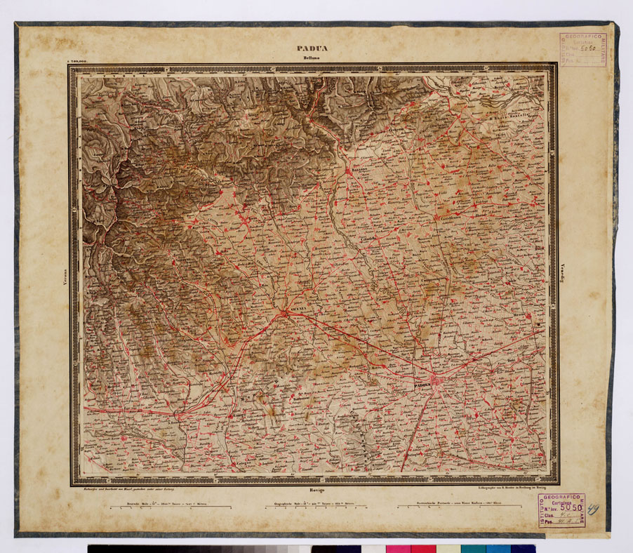 (N:360) ATLAS VON SUDWEST DEUTSCHLAND UND DEN ALPENLAND - PADUA BELLUNO 49 (B0012540) Carte e stampe antiche: riproduzione a colori su carta (formato A1)