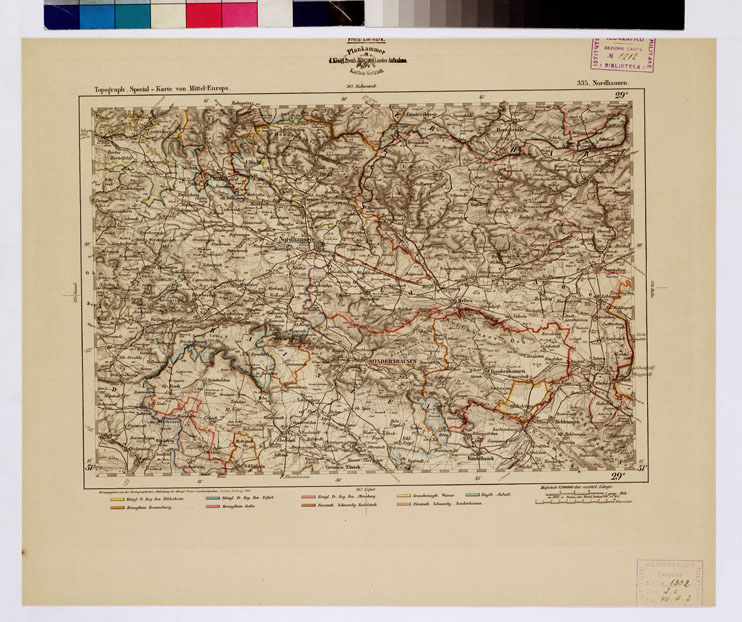 (N:16275) SPECIAL KARTE VON MITTEL EUROPA - NordHAUSEN F 335 (B0012566) Carte e stampe antiche: riproduzione a colori su carta (formato A1)