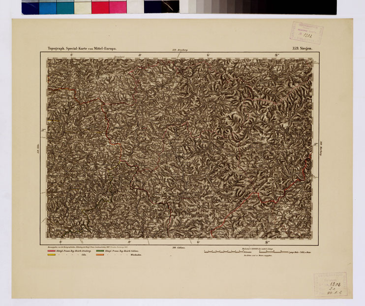 (N:16315) SPECIAL KARTE VON MITTEL EUROPA - SIEGEN F 359 (B0012582) Carte e stampe antiche: riproduzione a colori su carta (formato A1)