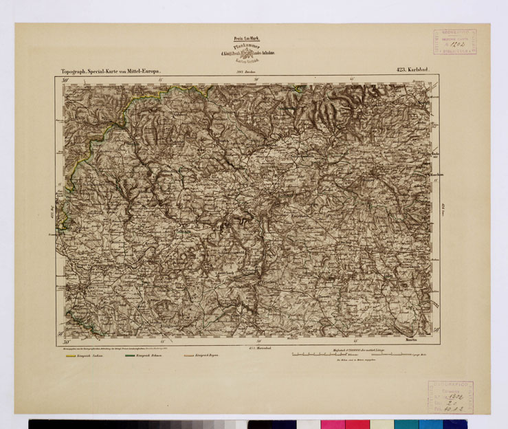 (N:16209) SPECIAL KARTE VON MITTEL EUROPA - KARLSBAD F 423 (B0012631) Carte e stampe antiche: riproduzione a colori su carta (formato A1)